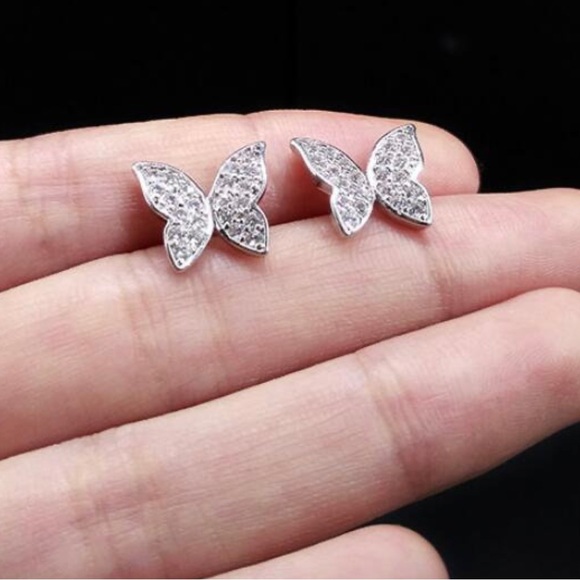 Pave Butterfly Studs - Picture 2 of 3